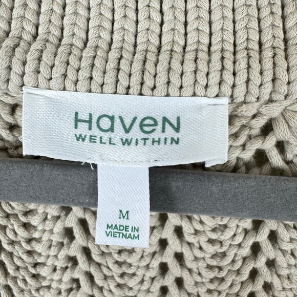 Haven New NWOT Cotton Cream Cable Knit Chunky Button Up Cardigan Sweater Size M - Picture 6 of 8